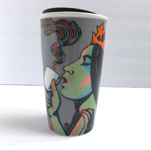 Starbucks 2016 Siren Mermaid Ceramic Tumbler Travel Mug 12 oz with Lid